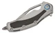Microtech Matrix, Premium Steel Blade, 4" Satin Finish, Gray Titanium Handle with Carbon Fiber Inlay, Blue Titanium Pivot Collar, 1-Round Capacity (Manual Folding)