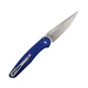 Pro-Tech Avalon Limited Edition, 4.25" CPM MagnaCut Drop Point Blade, Knurled Blue Aluminum Handle, Button Lock, Satin Finish