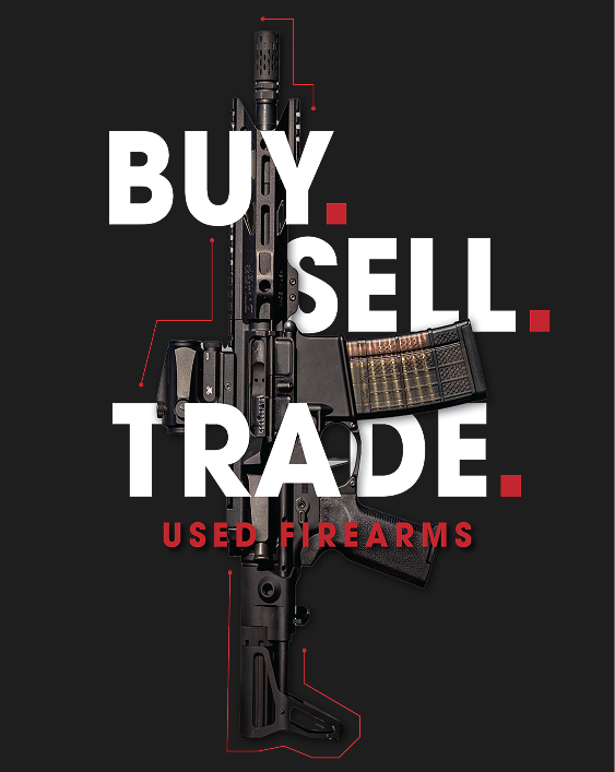 Hero banner picturing firearm with title 'Buy sell trade'