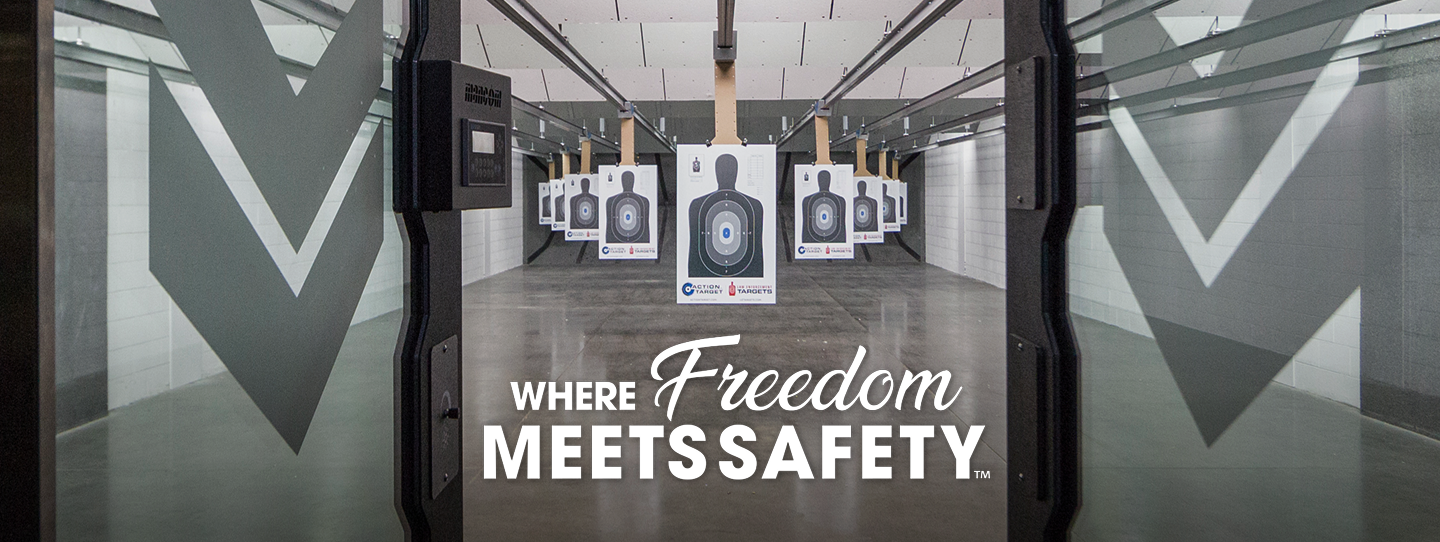 Hero banner picturing shooting range with title 'Where Freedom meets safety'