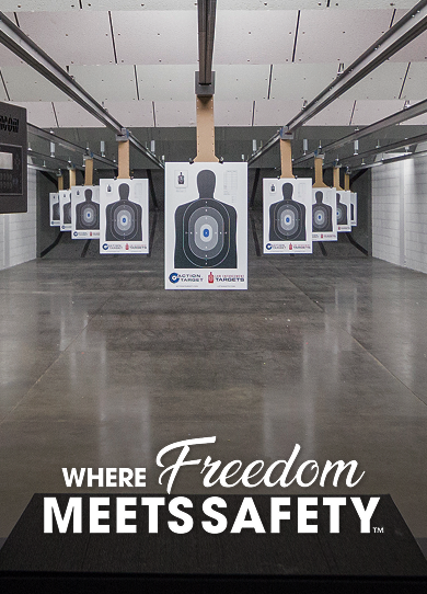 Hero banner picturing shooting range with title 'Where Freedom meets safety'