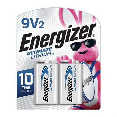 Energizer Ultimate Lithium 9V Batteries, 2-Pack, Leak-Resistant, 10