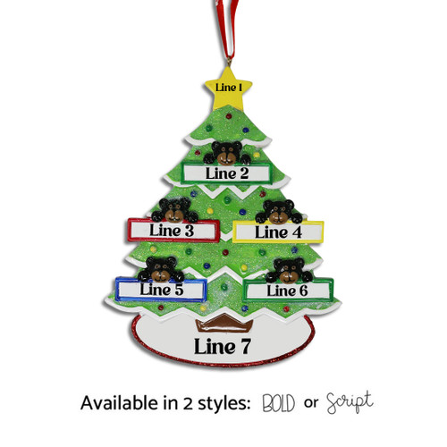 Personalized "Bear Christmas Tree for 5" Ornament