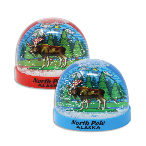 North Pole Alaska Moose Acrylic Snow Globe