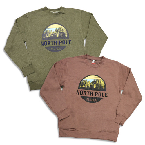 Multi Stripe Circle Trees North Pole Crewneck