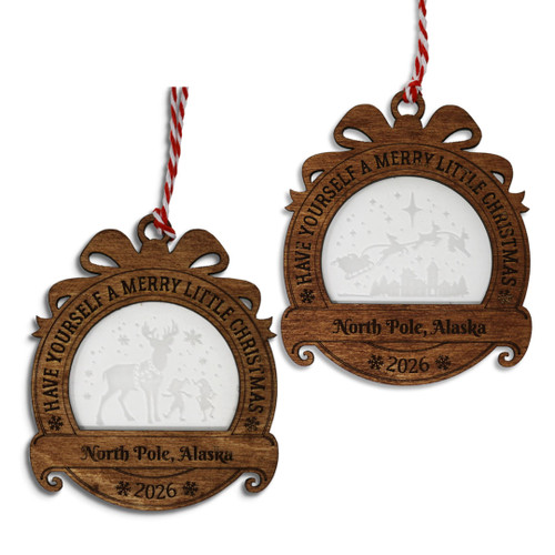 Dated Acrylic and Wood North Pole Alaska Ornament