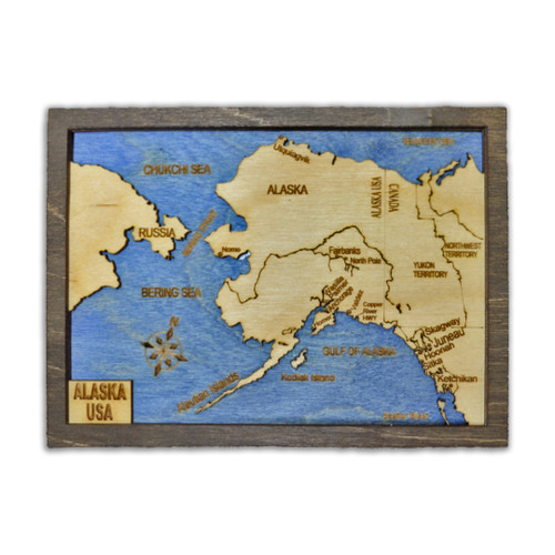 Mini Wooden Alaska Map by Bashor Blast