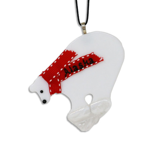 Glass Polar Bear Ornament by Glasscapes