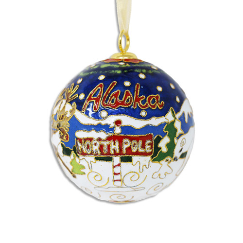 Cloissoné North Pole Alaska Collage Ornament