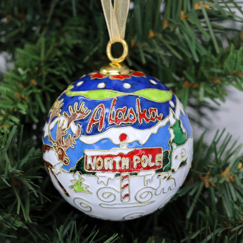 Cloissoné North Pole Alaska Collage Ornament