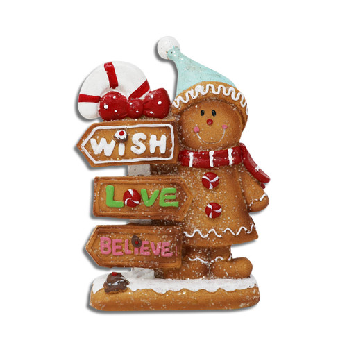 Gingerbread “Wish, Love, Believe” Standing Décor