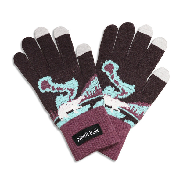 Knit Polar Bear Northern Lights Gloves
