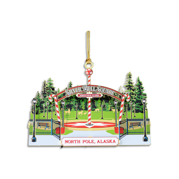 Silver Bell Square Brass Ornament