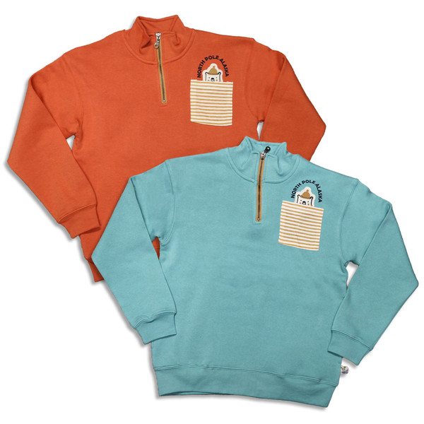 Striped Patch Pocket Quarter Zip for Kids
