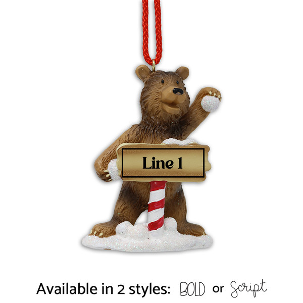Personalized "Snowball Grizzly Bear" Ornament