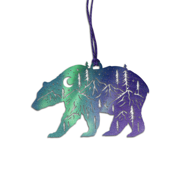 Northern Lights Bear Metal Ornament