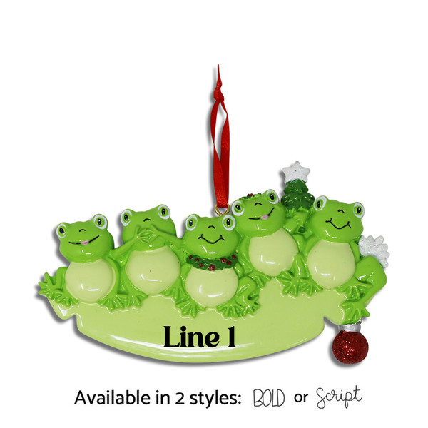 Personalized "5 Frogs" Ornament