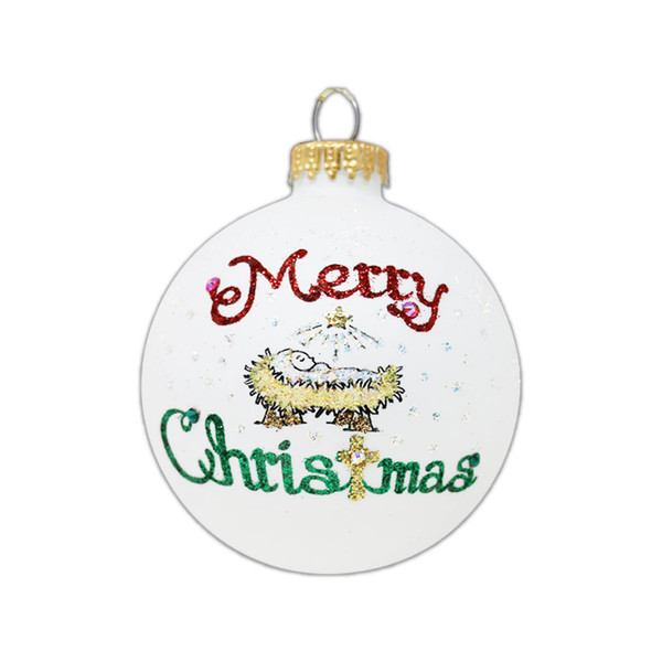 "Merry Christmas Manger" Ball Ornament by Heart Gifts