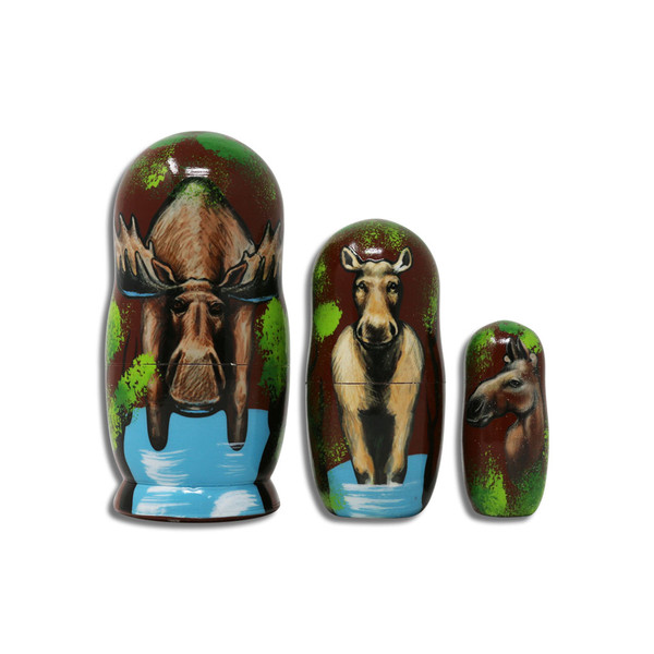 Three Piece Moose Nesting Doll