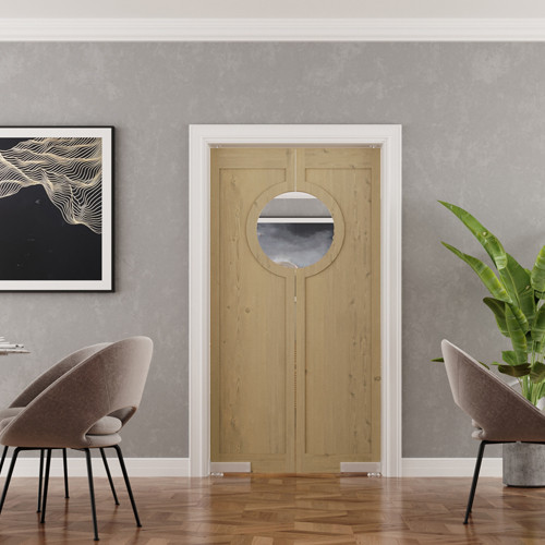 Half Moon Maritime Nautical Double Porthole Swinging Doors