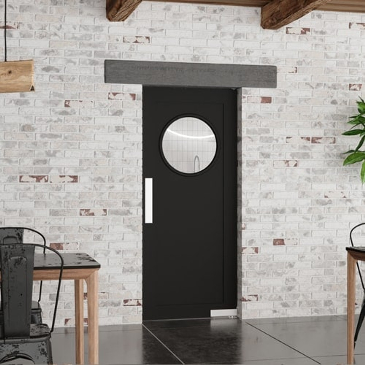 Maritime Single Porthole Nautical Swinging Door | Butler Door