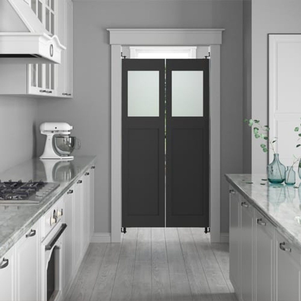 Swinging Modern Interior Shaker Panel Doors with Glass Window