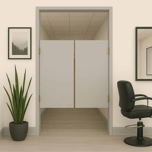 EconoFlush Solid Modern Saloon Doors- White