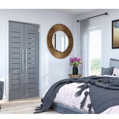 Modern Contemporary Interior Slat Double Swinging Door