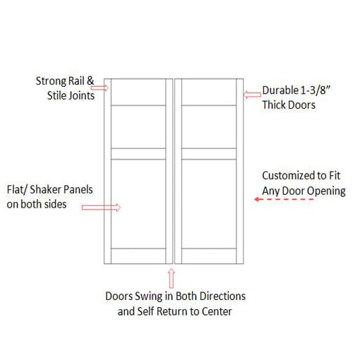 Colonial Shaker Panel Saloon Doors Specs