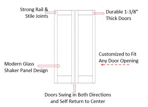 Double Glass Panel Half Swinging Doors