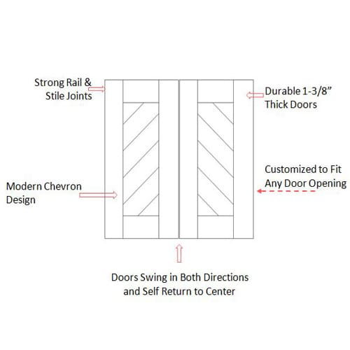 <Modern Contemporary Chevron Double Swinging Door Specifications