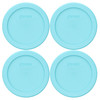 Pyrex 7202-PC Turquoise Round Plastic Food Storage Replacement Lid Cover (4-Pack)