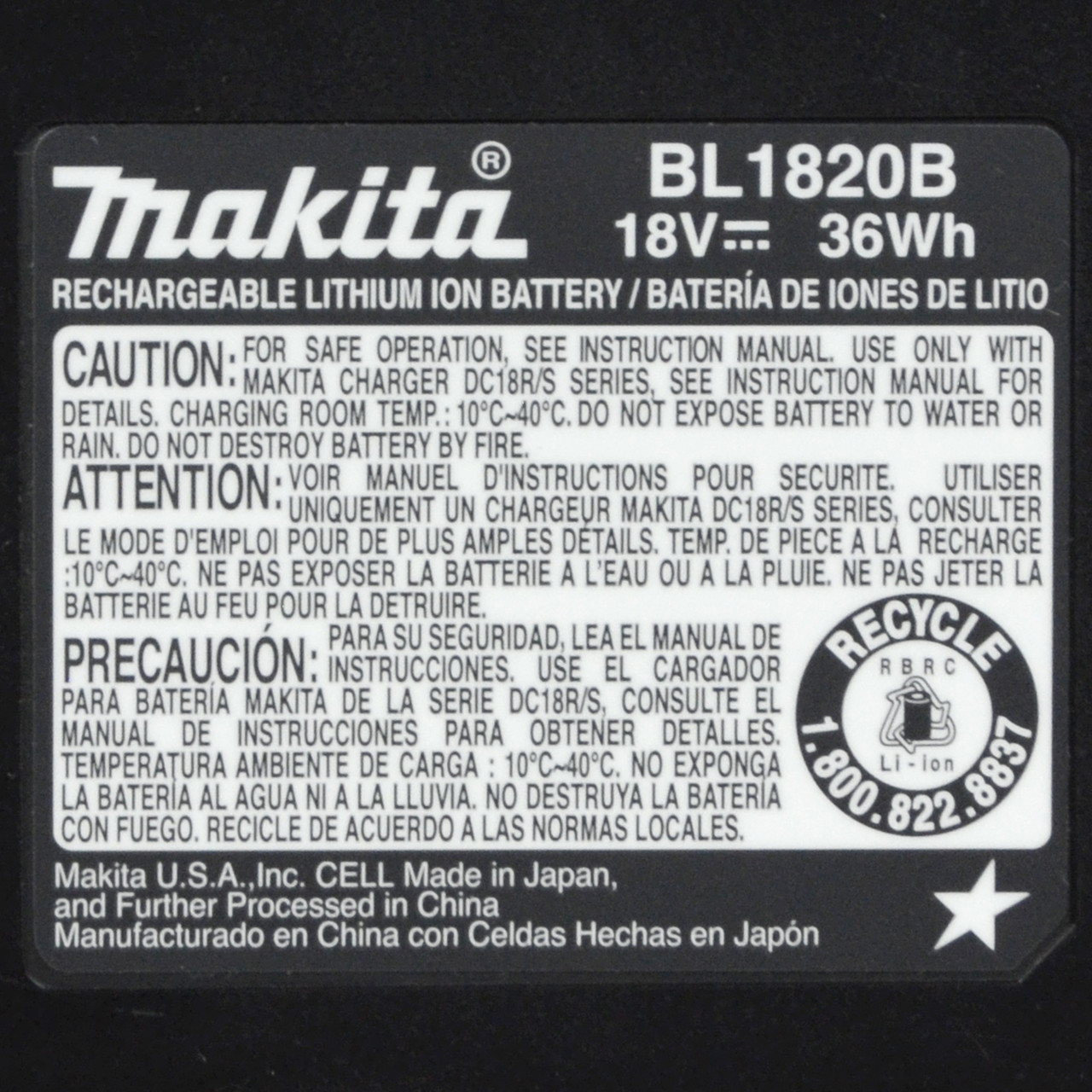 Makita BL1820B 18V Battery With Star Protection - 2 Pack
