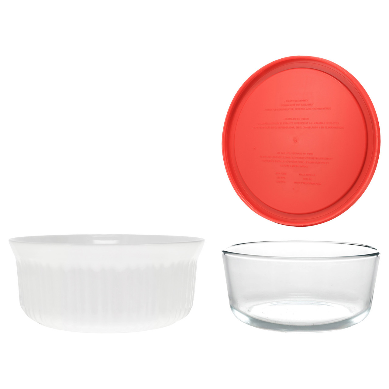 CorningWare FS1 2.5qt Round Casserole Dish and Pyrex 7-Cup Glass Bowl with Lid