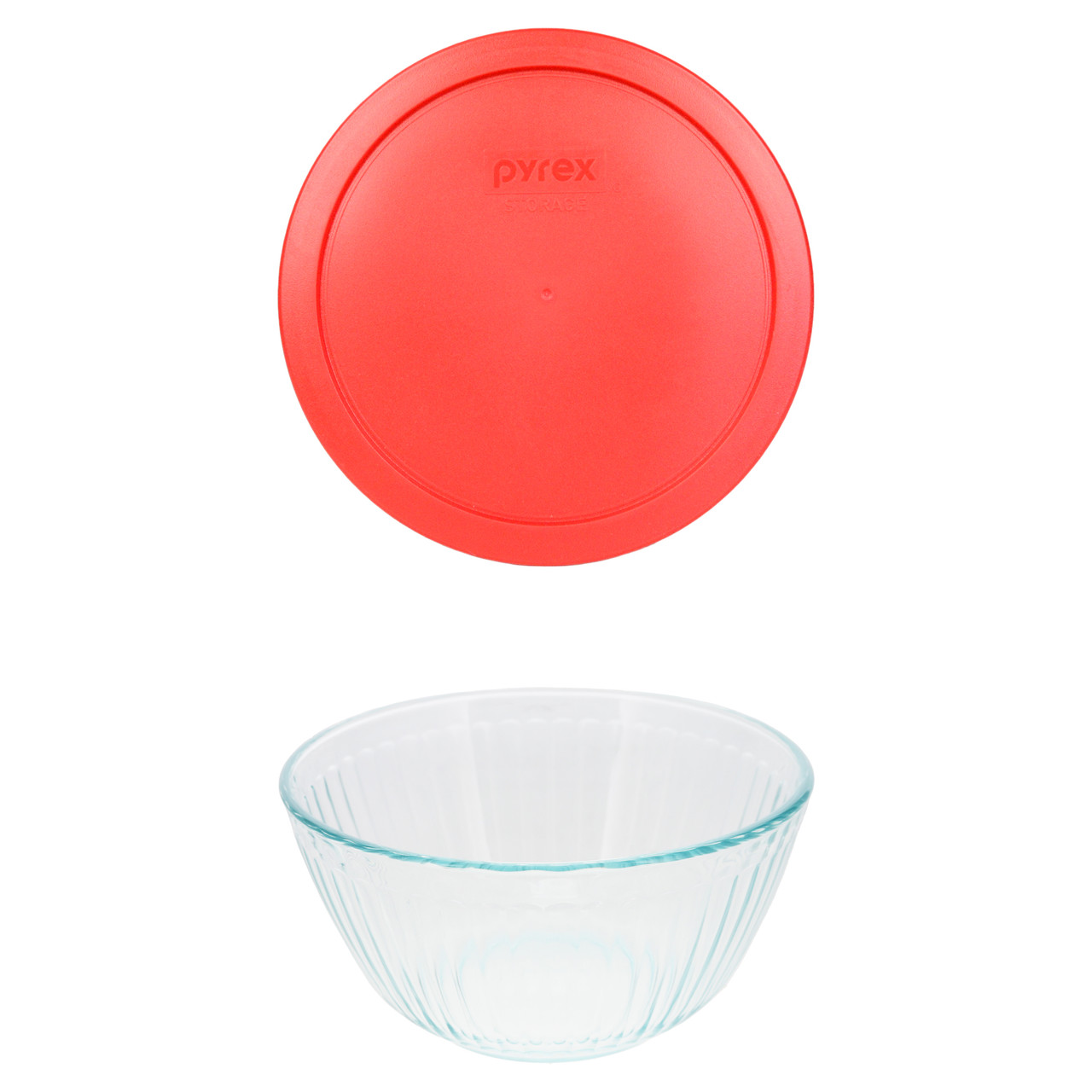 Pyrex 7402 6-Cup Sculpted Glass Mixing Bowl and 7402-PC 6/7-Cup
