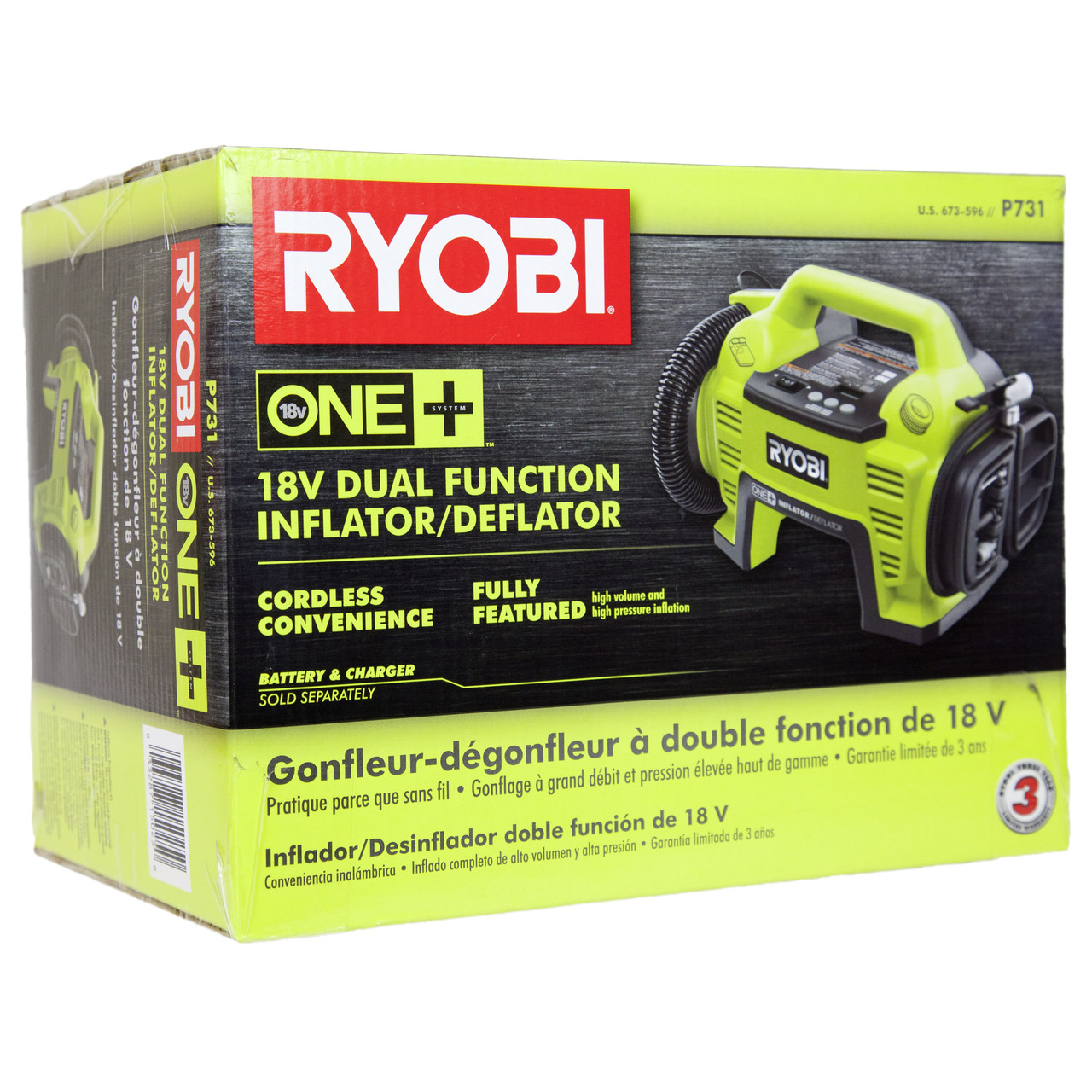 Dual Function Inflator Deflator Ryobi Battery Air Pump Ryobi P731