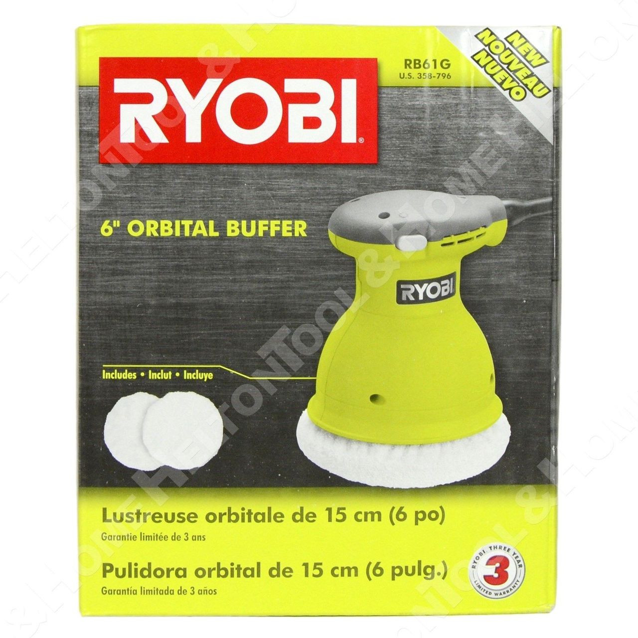 Ryobi 6-Inch Corded Orbital Buffer – 4,800 OPM, Swirl-Free Polishing For Cars