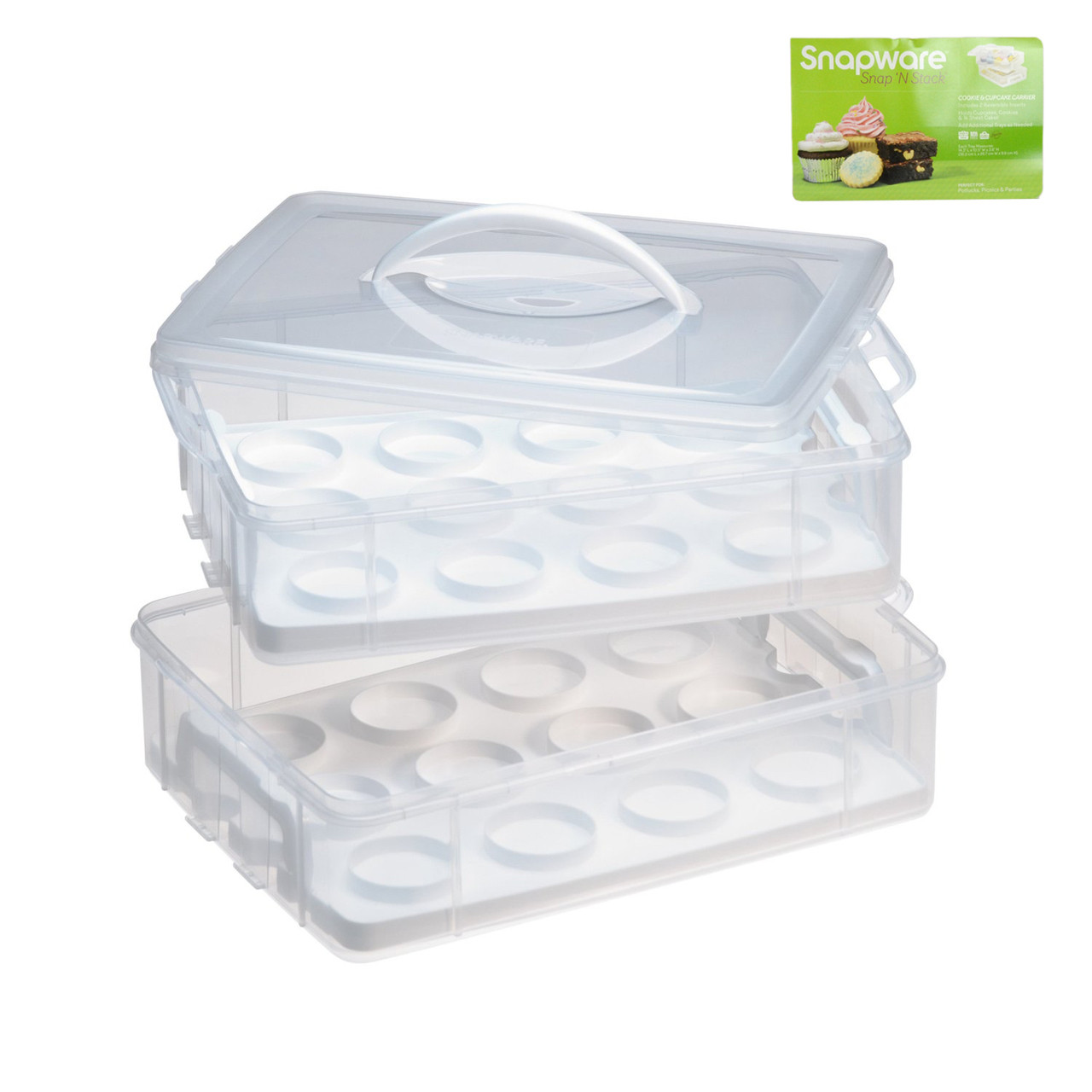 Snapware Plastic 2-Layer Snap 'n Stack Food Storage with Egg Holder Trays (2-Pack)