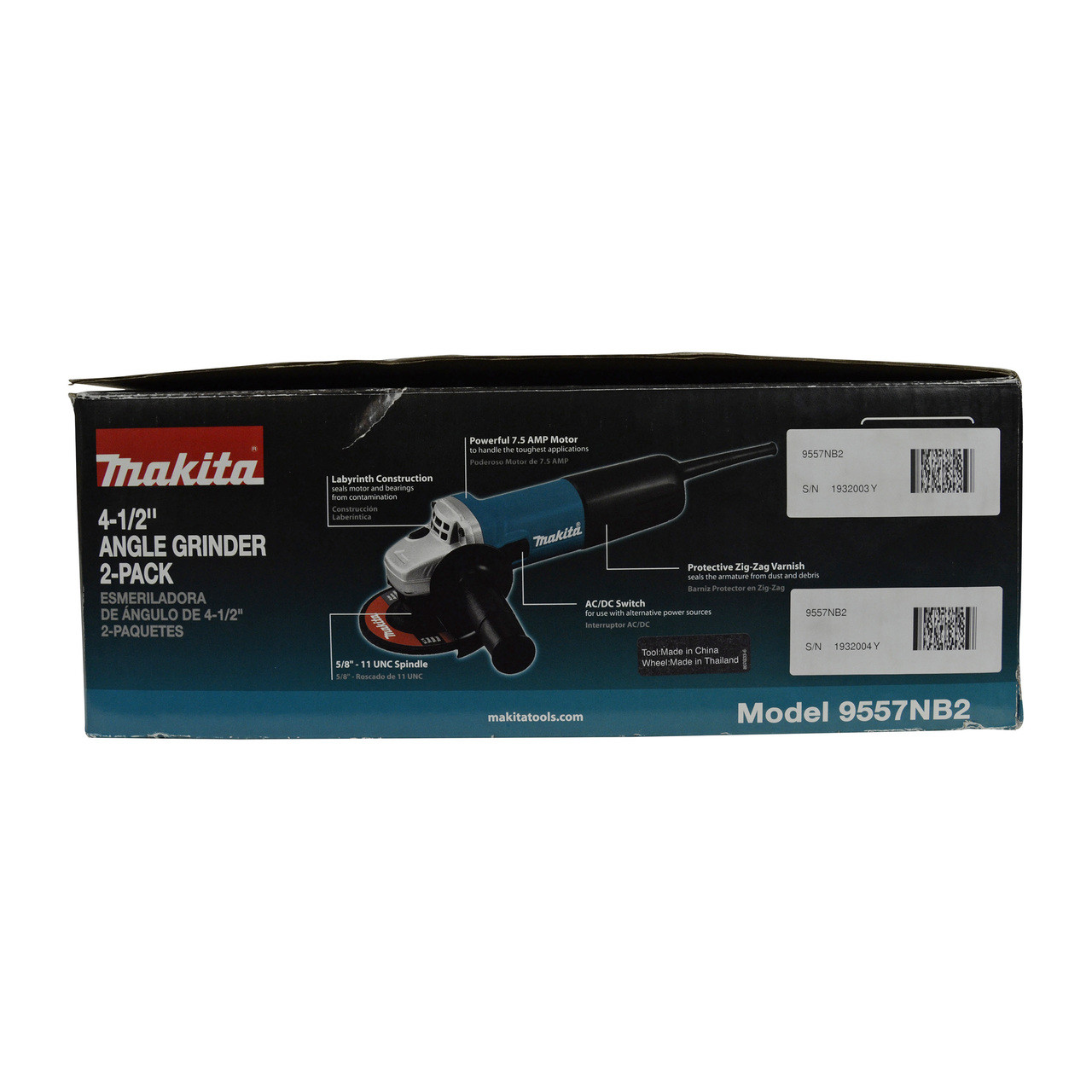 Makita 9557NB2 7.5Amp Corded Angle Grinder, 2-Pack | Helton Tool