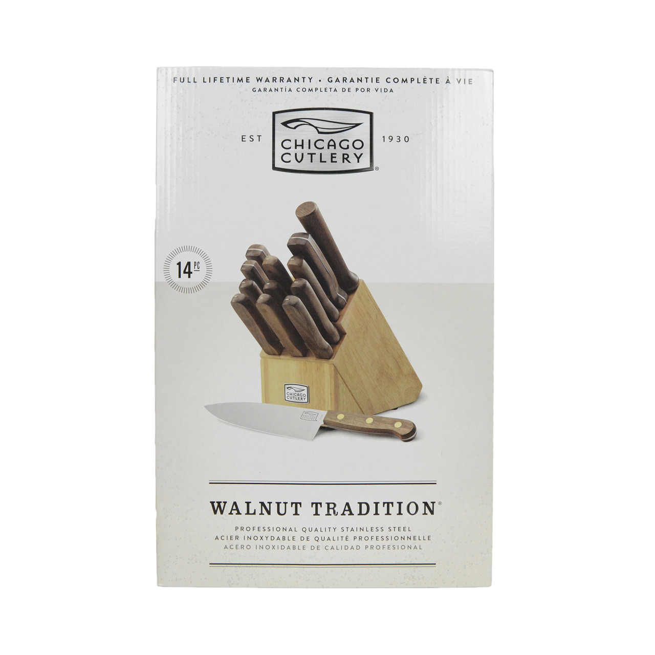 Chicago Cutlery Walnut Tradition Knife Set with Block (14-Piece