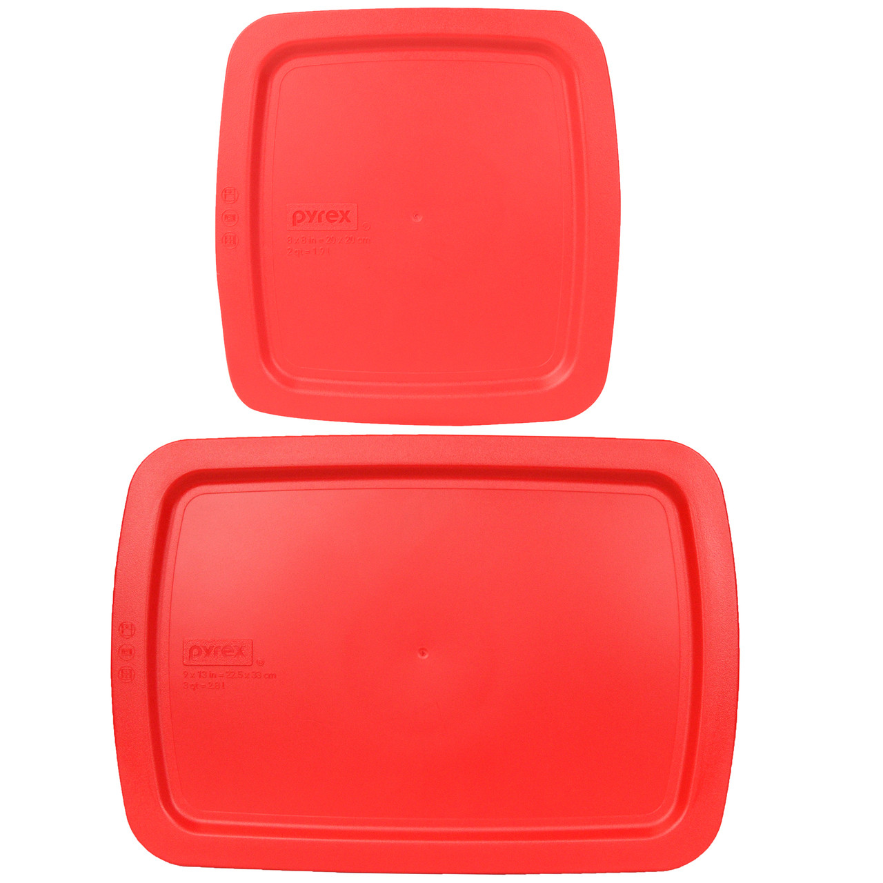Pyrex 222 Square Glass Baking Dish w/ 222-PC Red Plastic Lid Cover 