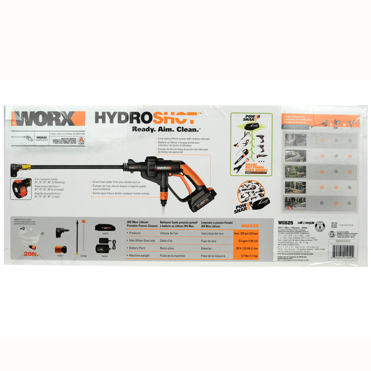 Worx v Wg625 Hydro Shot Portable Power Washer Helton Tool Home Worx v Wg625 Hydro Shot Portable Power Washer Helton Tool Home