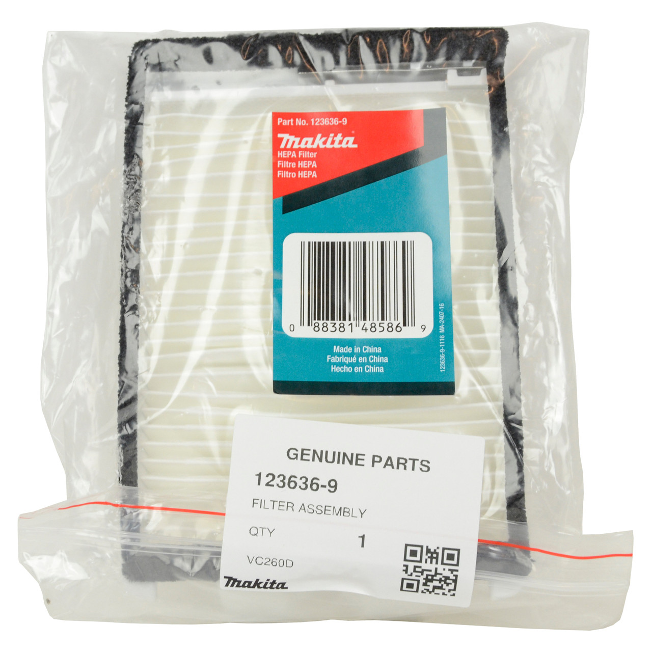 Makita 123636-9 HEPA Filter for XCV05Z 