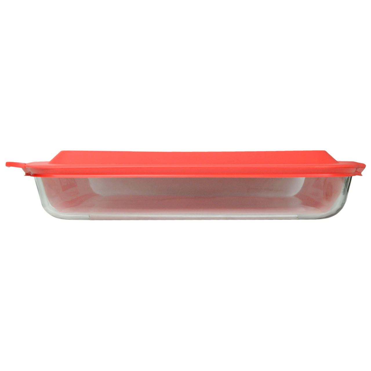 Pyrex 233 Rectangular Clear Glass Casserole Baking Dish and 233-pc Red Plastic Lid