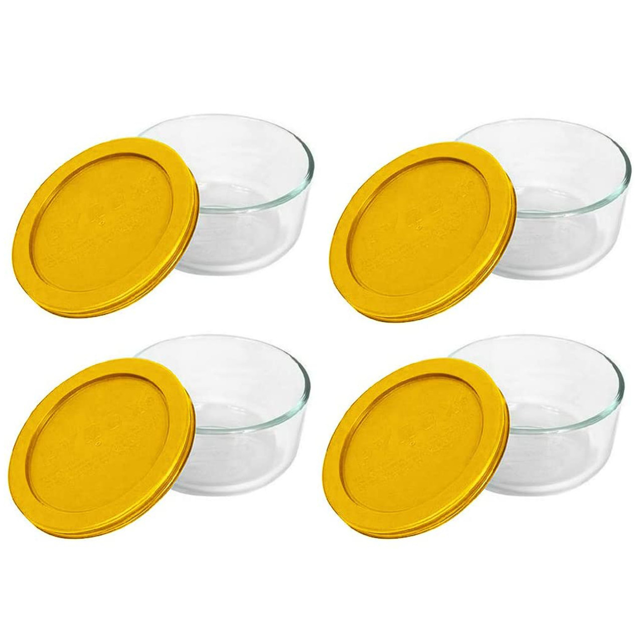 Pyrex Simply Store 7200 2-Cup Glass Storage Bowl w/ 7200-PC 2-Cup Butter Yellow Lid Cover