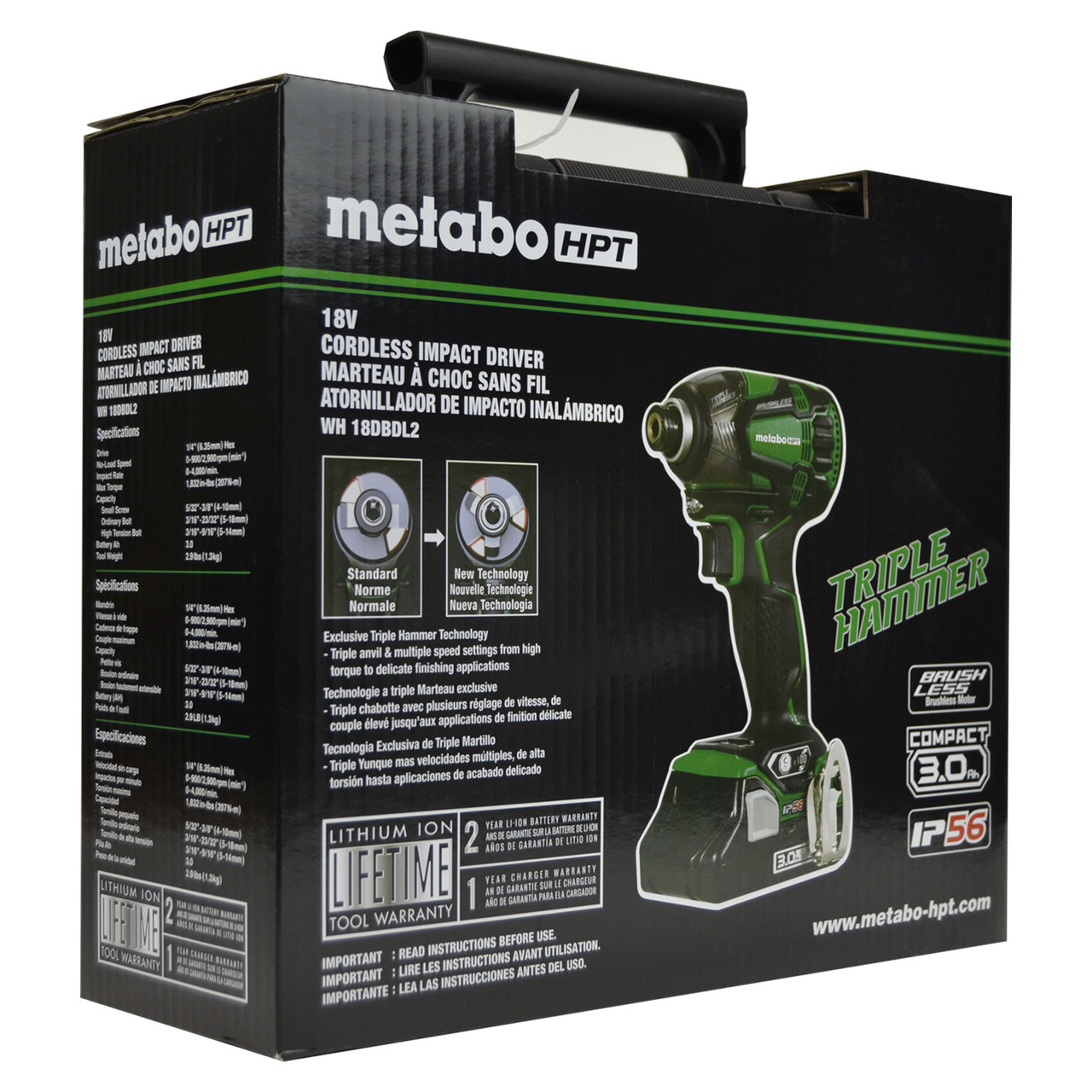 Metabo HPT/Hitachi WH18DBDL2M Cordless 18V Brushless Triple Hammer