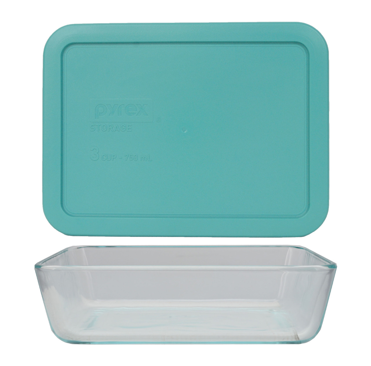 Pyrex 3-Cup Rectangle Glass Food Storage Set Container Green Lid (Pack Of  2) 