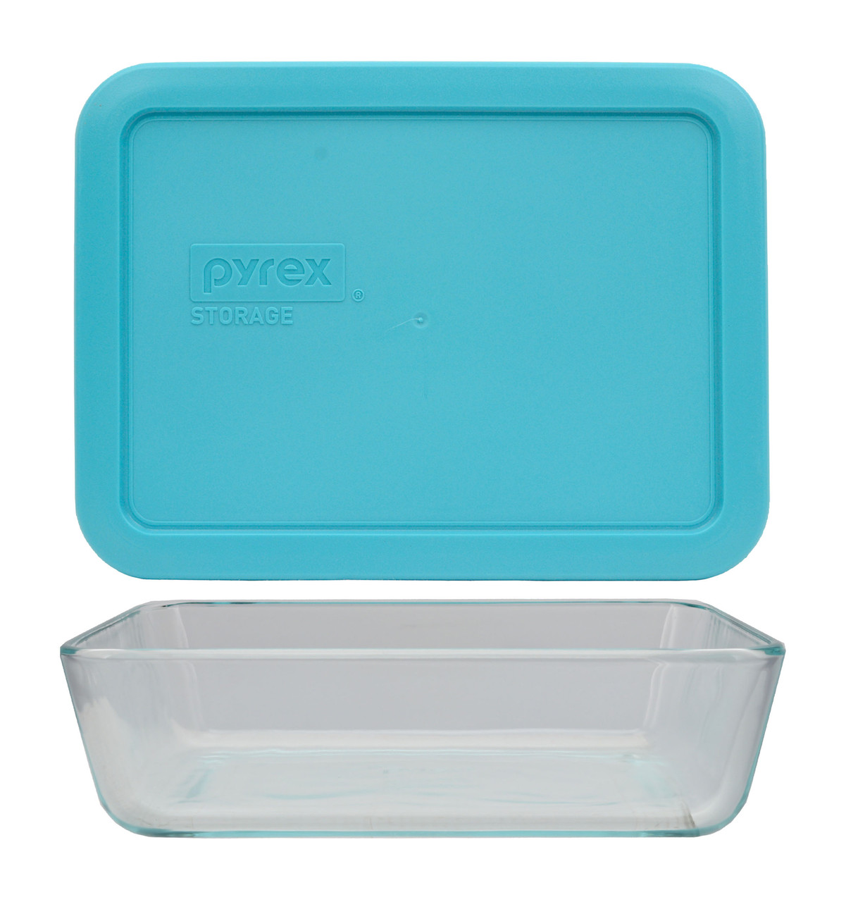 Pyrex (1) 7210 3-Cup Glass Dish (1) 7210-PC Surf Blue Lid