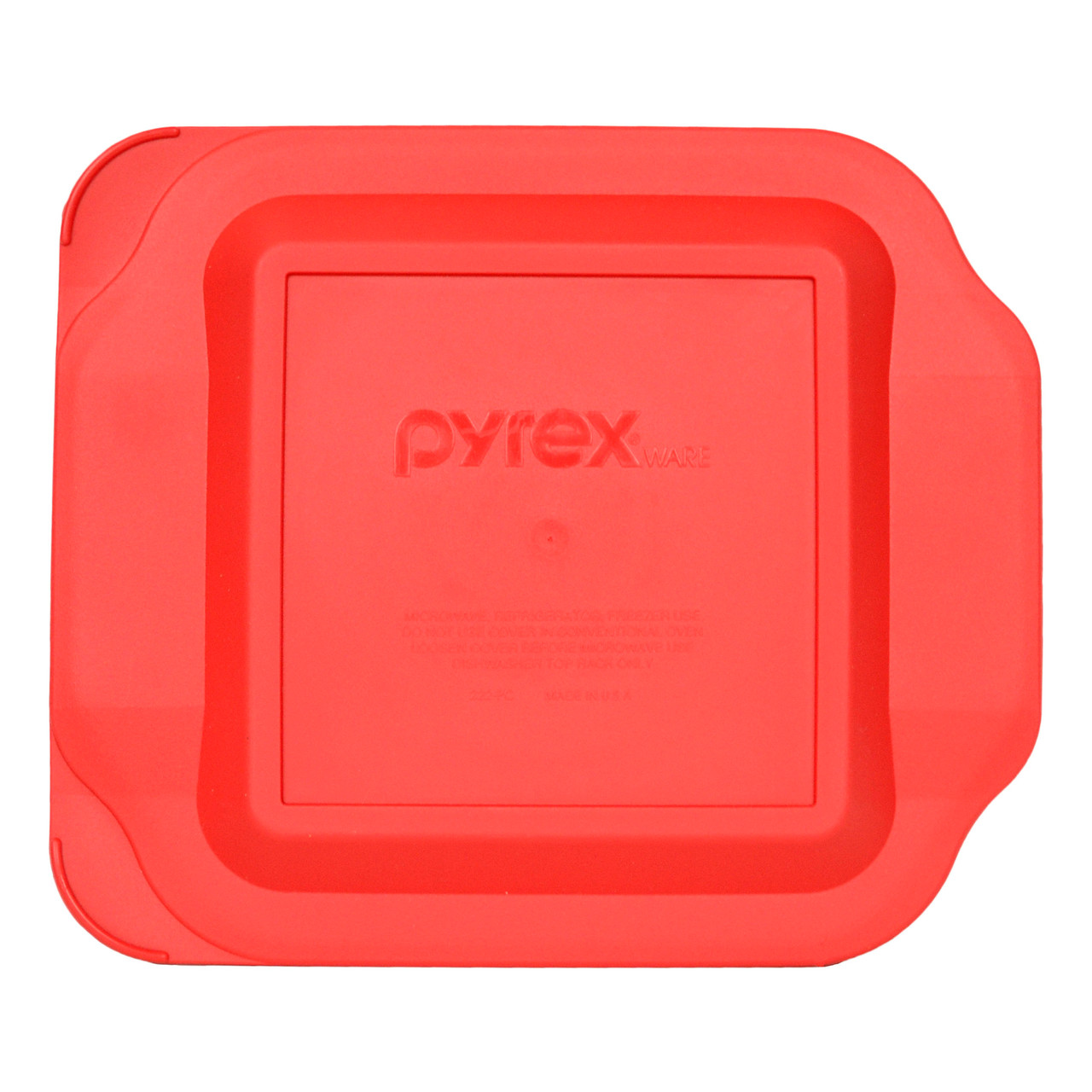 Pyrex 222 Square Glass Baking Dish w/ 222-PC Red Plastic Lid Cover 