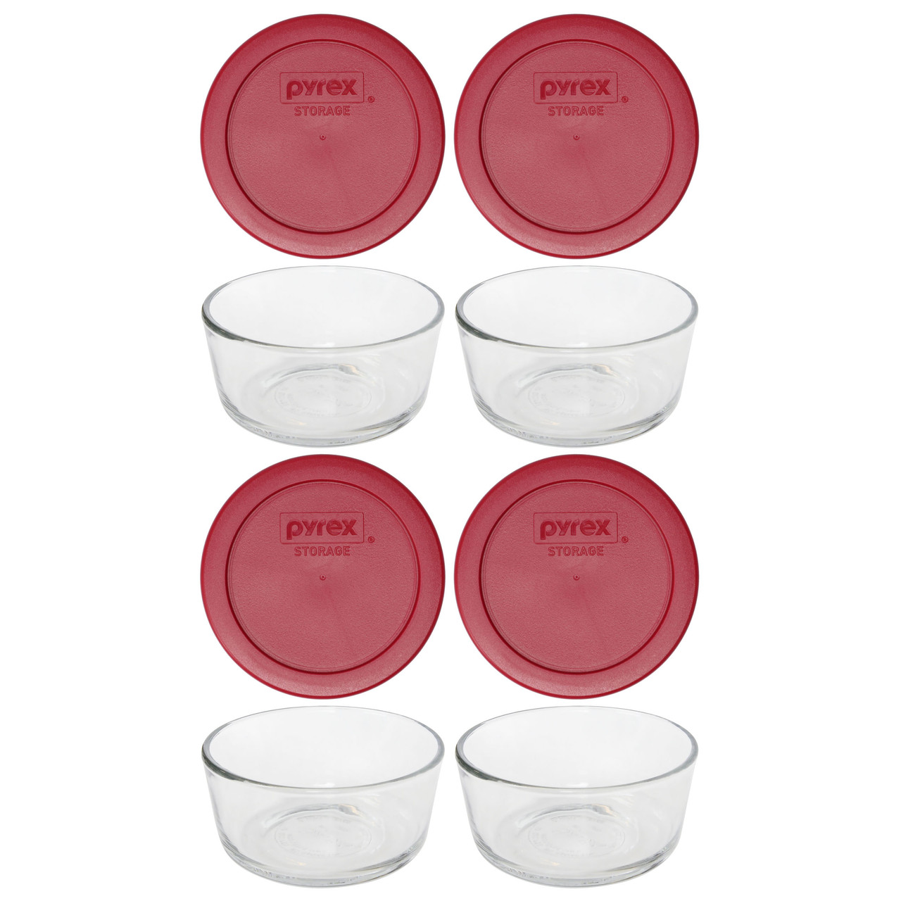 Pyrex Simply Store 7200 2-Cup Glass Storage Bowl w/ 7200-PC 2-Cup White Lid Cover (6-pack)